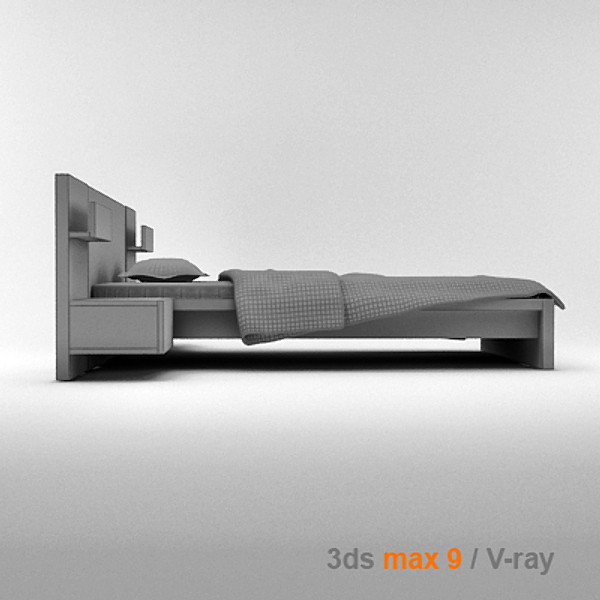 3d architectural visualization bedside cabinet model - MALM bed 140 with bedside cabinet by lajhar